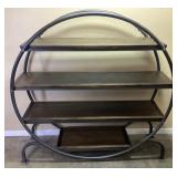 ROUND BURNT ALDER & METAL 4 SHELF BOOKCASE/DISPLAY