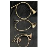 (3) VINTAGE BRASS FRENCH HORNS