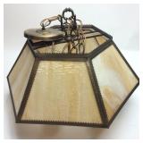 VINTAGE SLATE GLASS OVERHEAD LIGHT FIXTURE