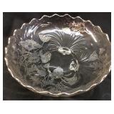 VINTAGE SILVER RIDGE FRUIT DISH WITH FLOWER DESIGN