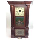 ANTIQUE NEW HAVEN 8 DAY CLOCK, WITH HANDS & KEY