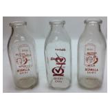 3 Antique Dairy Bottles