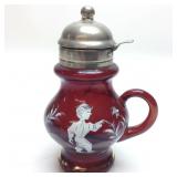 VINTAGE MARY GREGORY CRANBERRY SYRUP PITCHER
