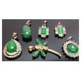 6 GREEN STONE PENDANTS