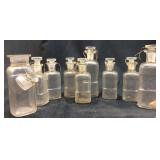 Nine Antique Apothecary Jars With Stoppers