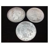 (3) 1923 SILVER PEACE DOLLARS