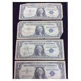 (4) 1957 BLUE SEAL $2 SILVER CERTIFICATES