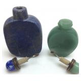 2 VINTAGE HAND CARVED STONE SNUFF BOTTLES