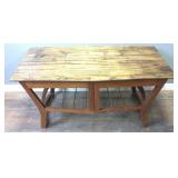 WOOD TOP COFFEE TABLE W SHELF UNDERNEATH