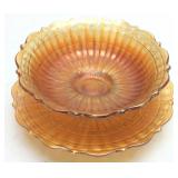 2 PIECE VINTAGE FENTON ‘'STIPPLED RAYS'' DISH &