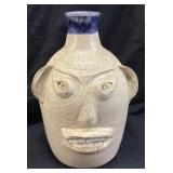 2009 SIGNED B.R. HILTON #16 NC FOLK ART FACE JUG