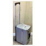 ROLLING METAL FISHING TACKLE BOX WITH HOOKS,