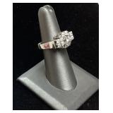 VTG. PLATINUM DIAMOND CLUSTER RING, SIZE 7.5