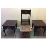 (4) 2 END TABLES, SMALL SIDE TABLE & SMALL HALL