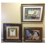 CHOICE LOT ARTWORK, FRAMED TIGER, FRAMED JAGUAR
