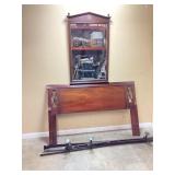 VTG MAHOGANY QUEEN HEADBOARD WITH MIRROR