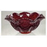 L.E. SMITH RUBY IRIDESCENT QUINTEC BOWL, 10in W
