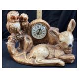 VTG. LANSHIRE CHALKWARE WOODLAND MANTLE CLOCK