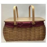 LONGABERGER LARGE WOVEN PICNIC BASKET, WITH 3