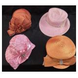 4 VTG. WOMENS FORMAL CHURCH OR DERBY HATS, MADE