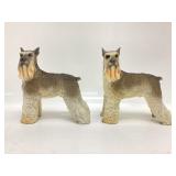 Pair of Resin Schnauzer Gray White & Tan Dog
