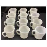 (12) VTG. ANCHOR HOCKING FIRE KING MILK GLASS MUGS
