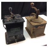 2 VINTAGE COFFEE GRINDERS, UNIVERSAL GRILL &