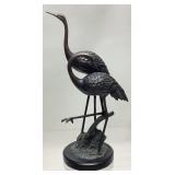 CAST METAL CRANE SCULPTURE, 14in H