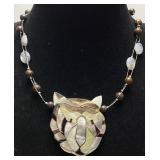 1980s LEE SANDS TIGER HEAD MOTHER OF PEARL INLAY