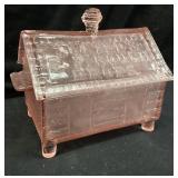 VTG. LUTTEDï¿½S S.P. COUGH DROPS RARE PINK GLASS LOG