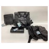 Diamond Plate Genuine Buffalo Black Leather B