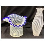 1939 & 1959 FENTON SPIRAL OPTIC VASES, BLUE RIDGE