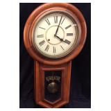 VINTAGE WOOD CASED REGULATOR STYLE WALL CLOCK