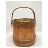 Antique Copper Nail Staved Sugar Bucket