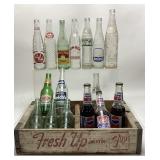 16 Vtg. Soda bottle, 7up crate