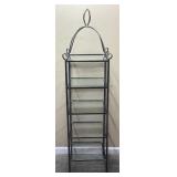 BLACK WROUGHT IRON 5-TIER GLASS ETAGERE