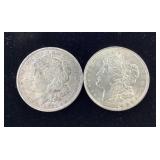 2) 1921 P Morgan Silver Dollars