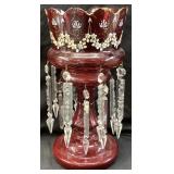 ANTIQUE BOHEMIA RUBY RED, CRYSTAL PRIZM MANTLE
