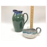 M. Calhoun pottery pitcher and gravy boat