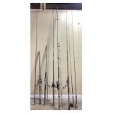 7) Fishing rod lot. DAIWA, Southbend, Perrine,
