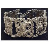 VTG. 800 SILVER ORNATE PANEL LINK CHERUB