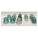 13) Vtg. Glass Insulators. Whitall, Hemingway,