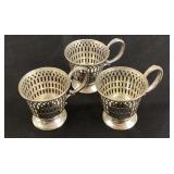 (3) WEBSTER STERLING SILVER DEMITASSE CUP HOLDERS
