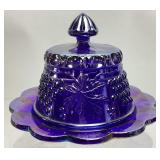 COBALT BLUE IRIDESCENT HARVEST GRAPE & LEAF
