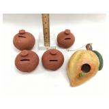 PEACH BIRDHOUSE AND 4 Traditional Indian Gullaks