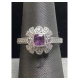 PLATINUM KASHMIR SAPPHIRE & DIAMOND RING, SIZE