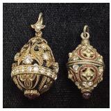 (2) FABERGE STYLE EGG PENDANTS, 925 SILVER