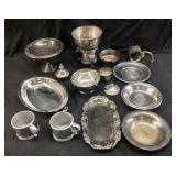 ASSORTED SILVER PLATE SERVING DISHES, BOWLS,