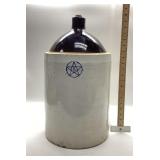 Vtg. 5-gallon stoneware jug with a blue star