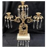 ANTIQUE VICTORIAN GIRANDOLE BRASS CRYSTAL PRIZM